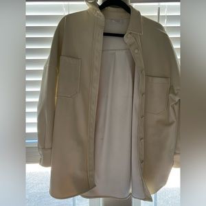 Cream leather shacket
